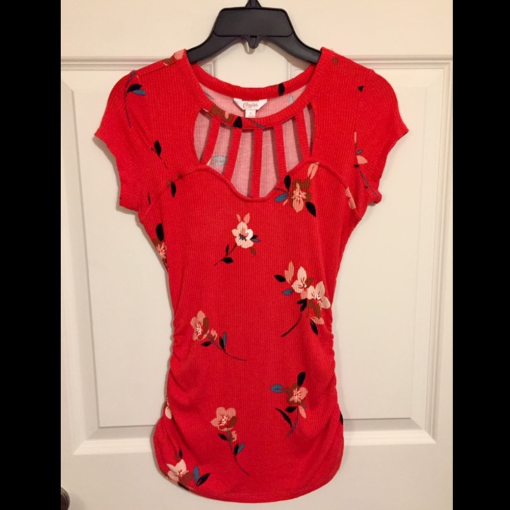 Candie’s Red Floral Top, Small